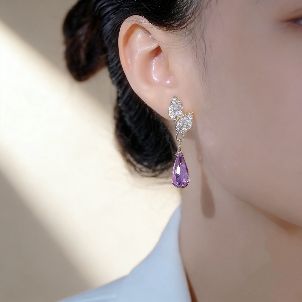 Waterdrop Amethyst Earrings