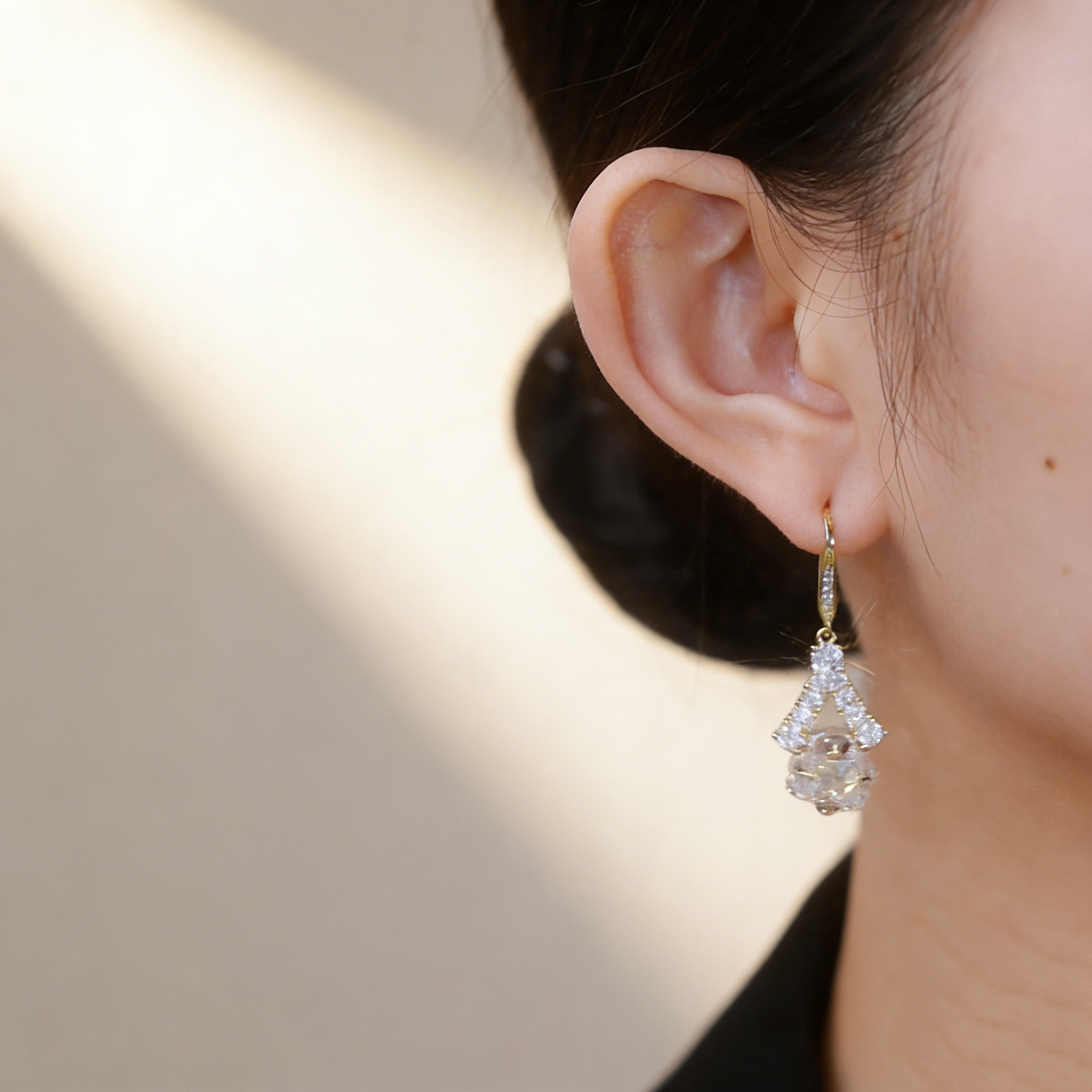 Diamond Ball Tassel Earrings