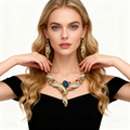 Aquamarine & Multicolor Crystal Necklace & Earring Set