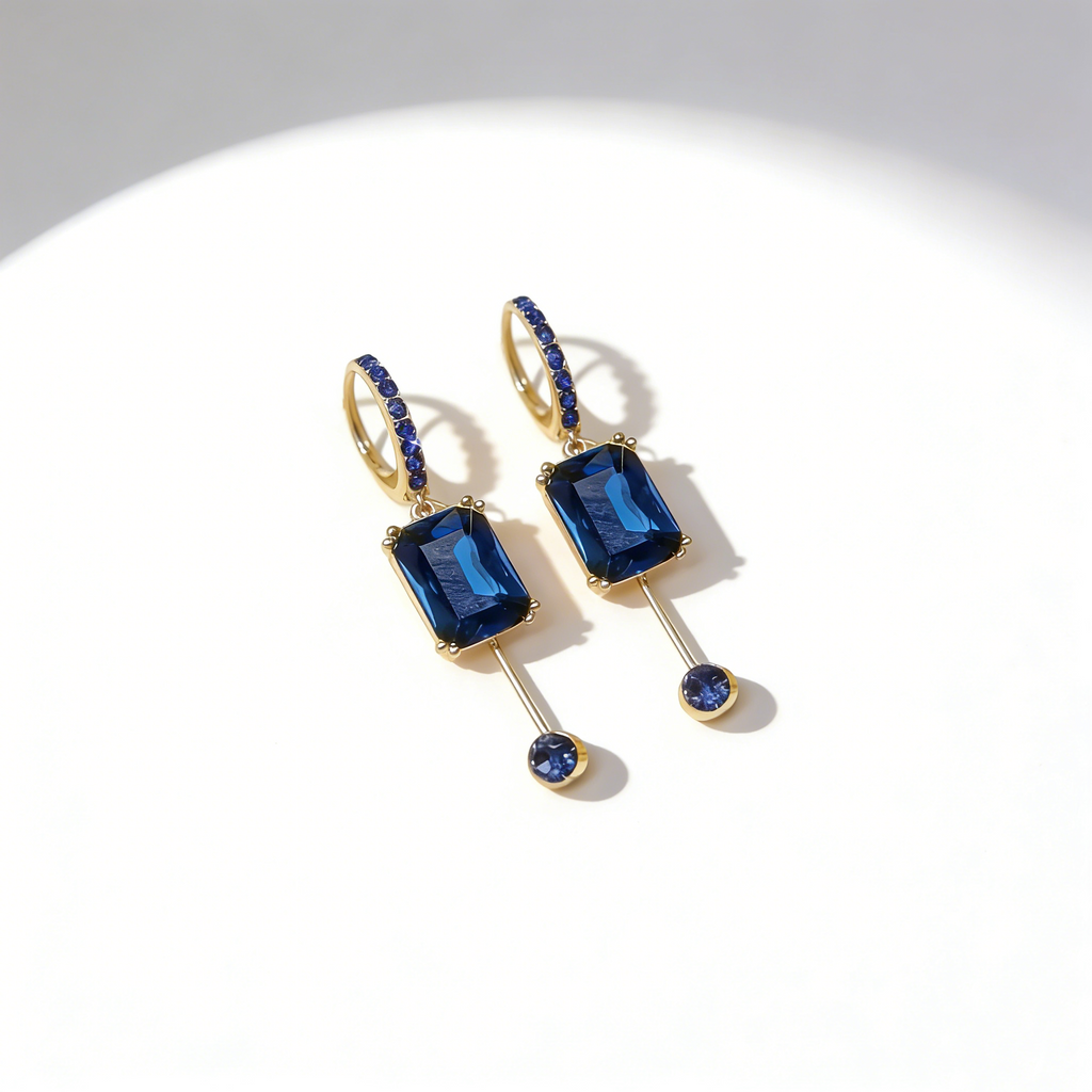 Elegant Blue Crystal Earrings
