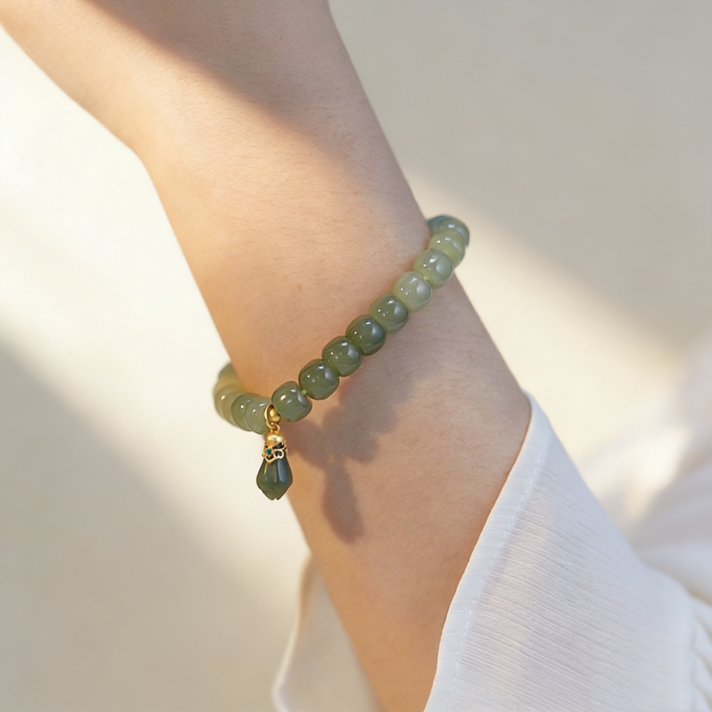 Gradient Jade Magnolia Bracelet