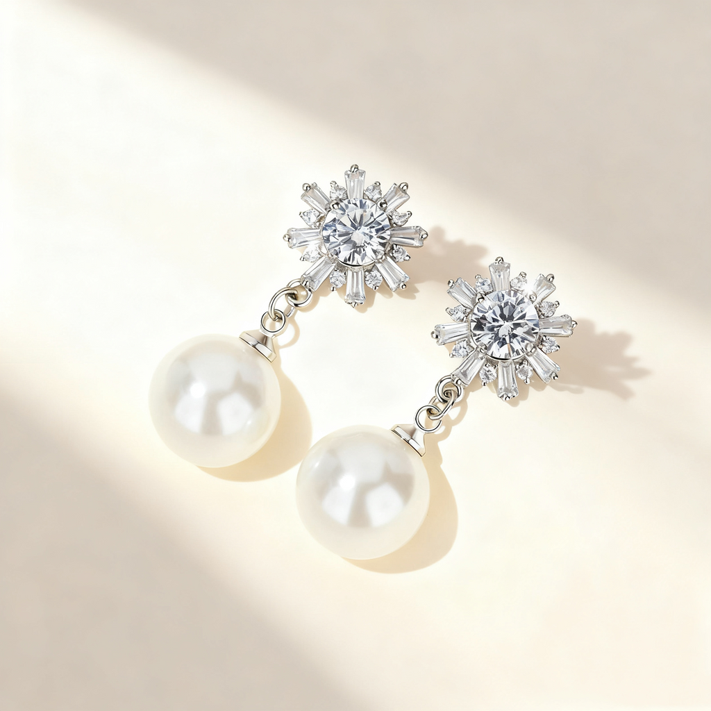 Clear Crystal & Pearl Earrings