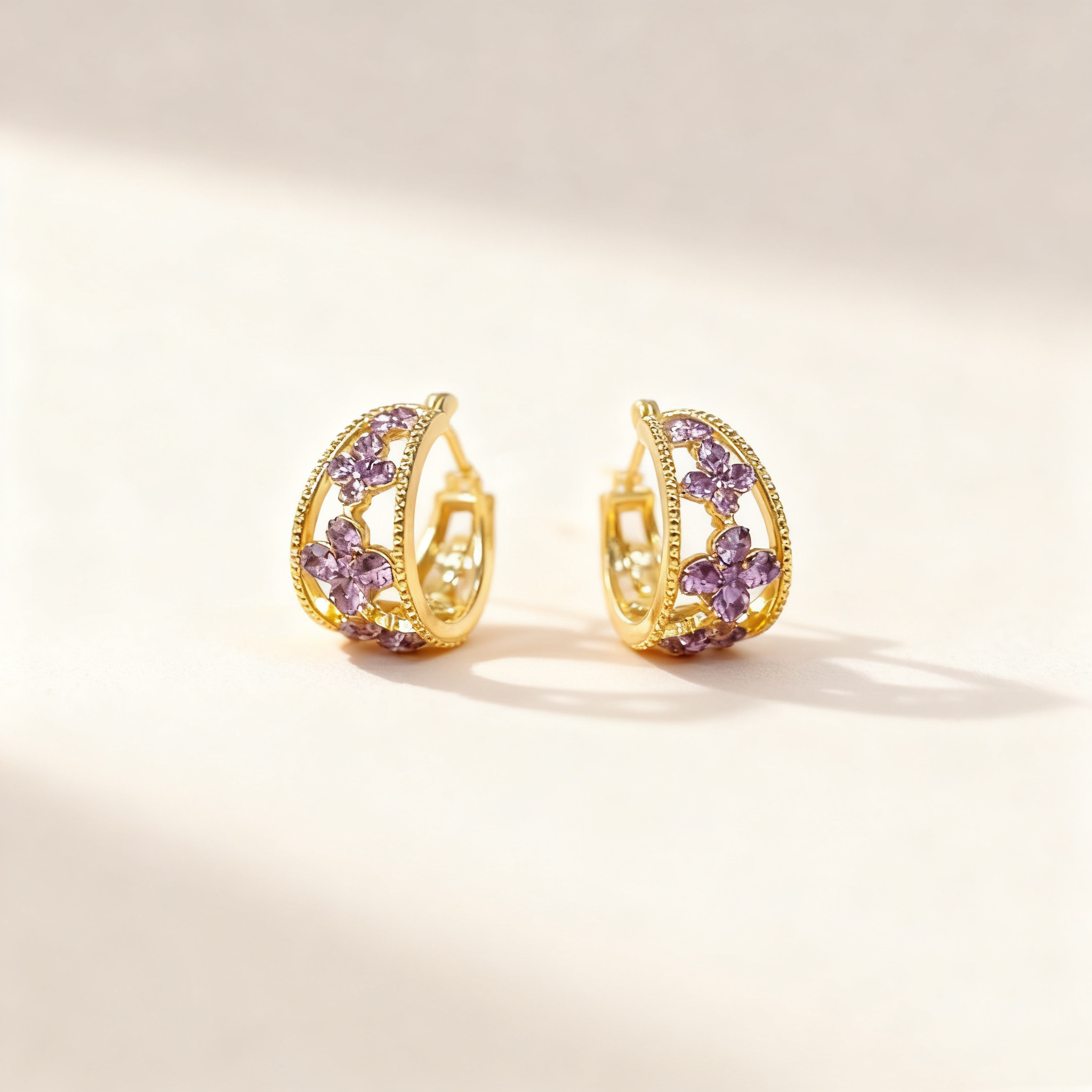 Amethyst Four-Leaf Clover Earrings