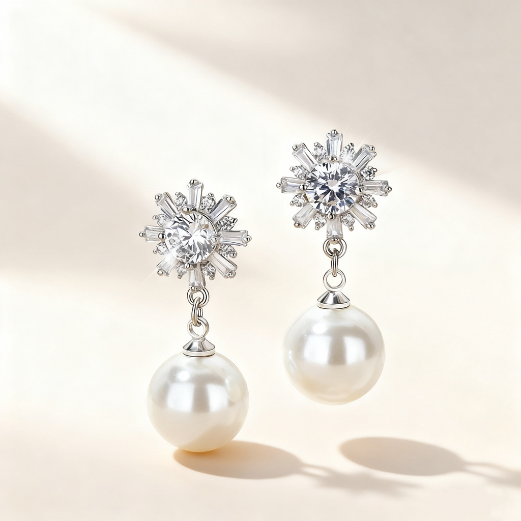 Clear Crystal & Pearl Earrings