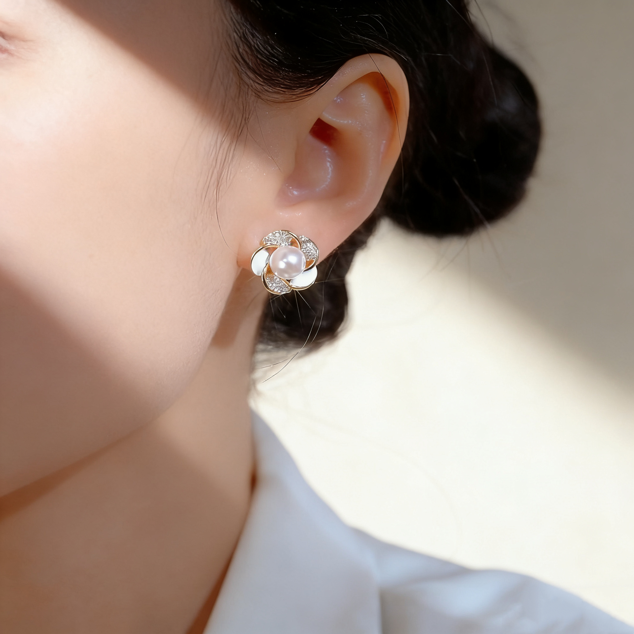 Camellia Pearl Earrings