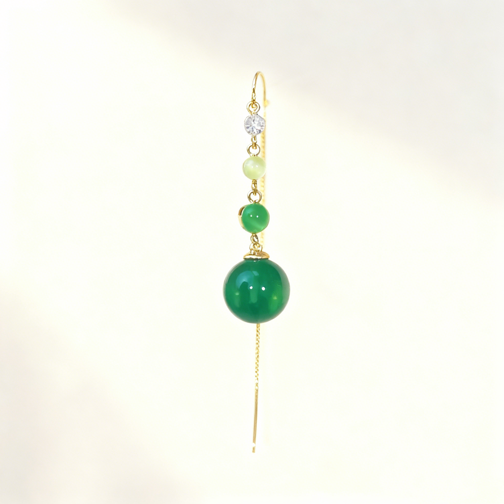 Green Agate Tassel Earrings