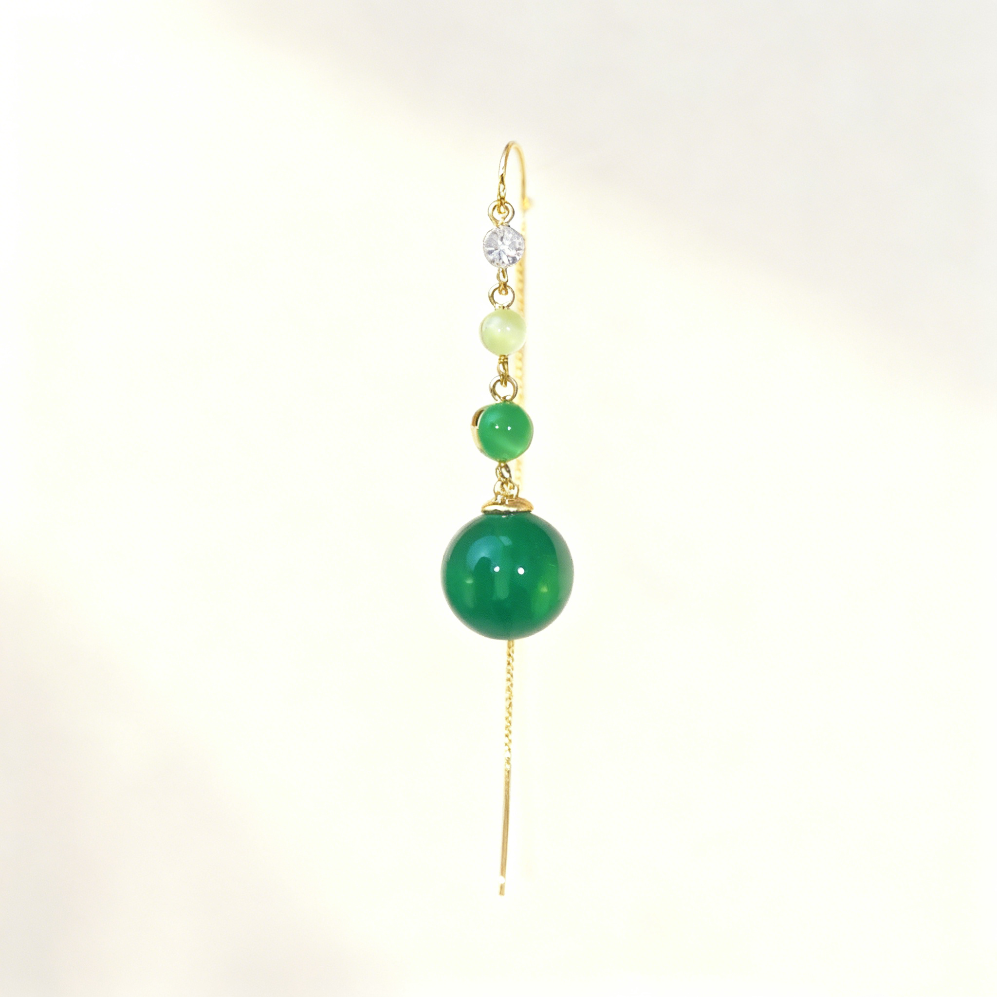 Green Agate Tassel Earrings