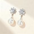 Clear Crystal & Pearl Earrings