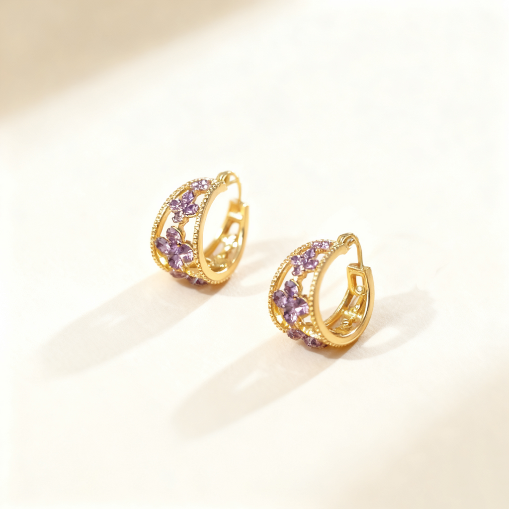 Amethyst Four-Leaf Clover Earrings