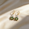 Green Floral Design Earrings