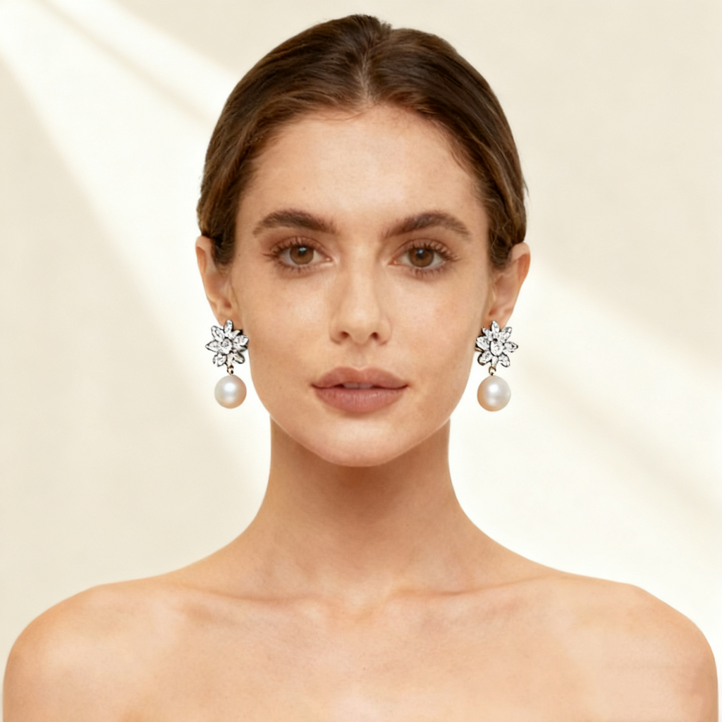 Clear Crystal & Pearl Earrings