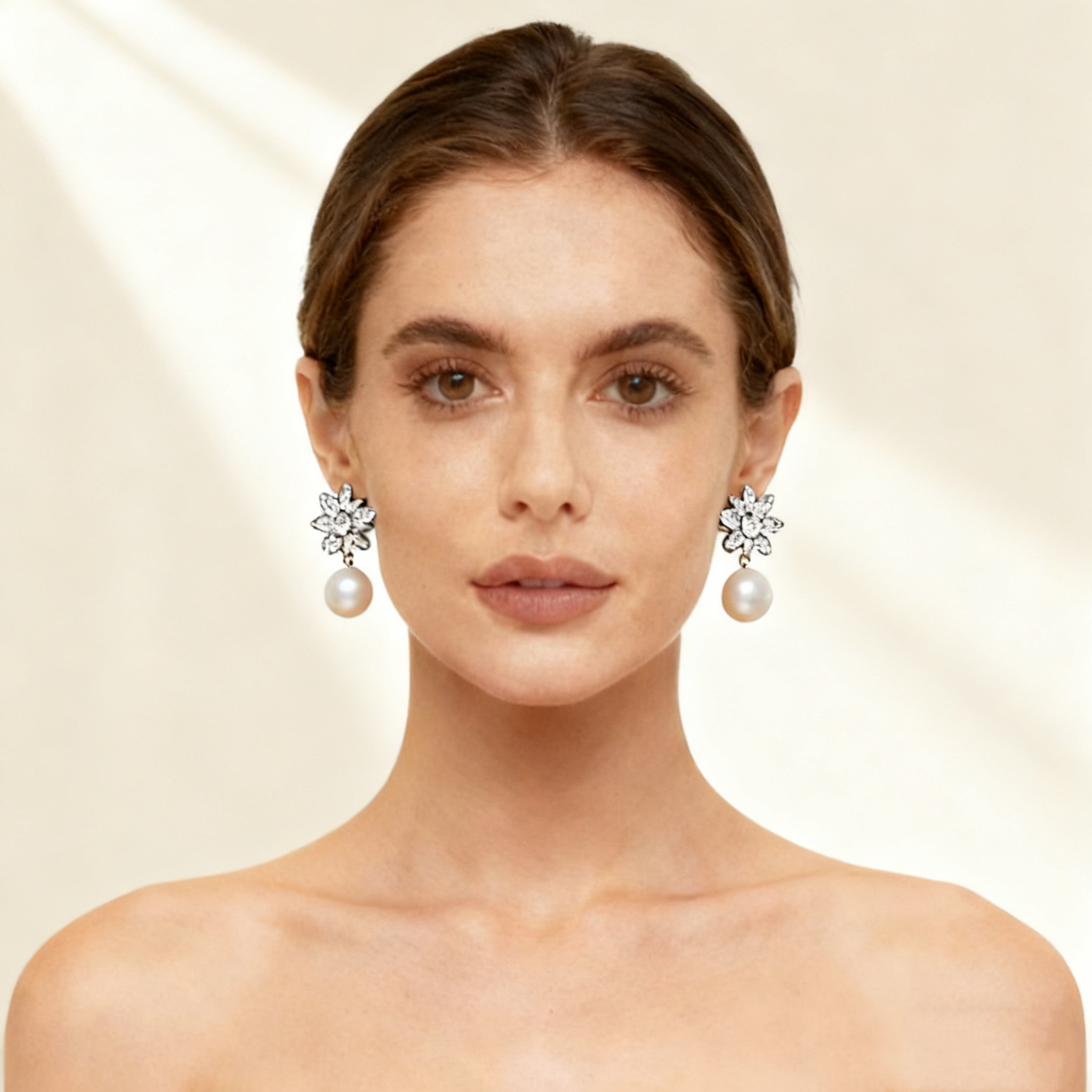 Clear Crystal & Pearl Earrings