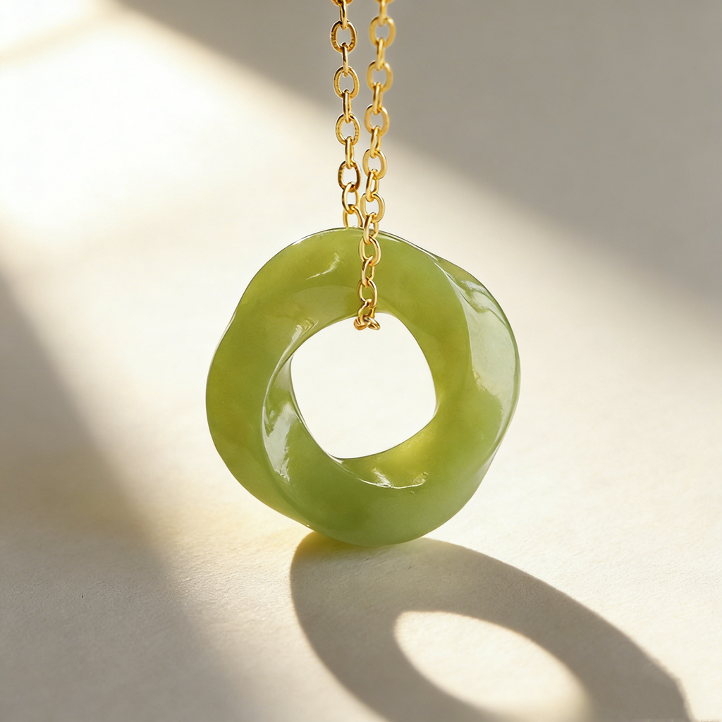 Jade Donut Pendant Necklace