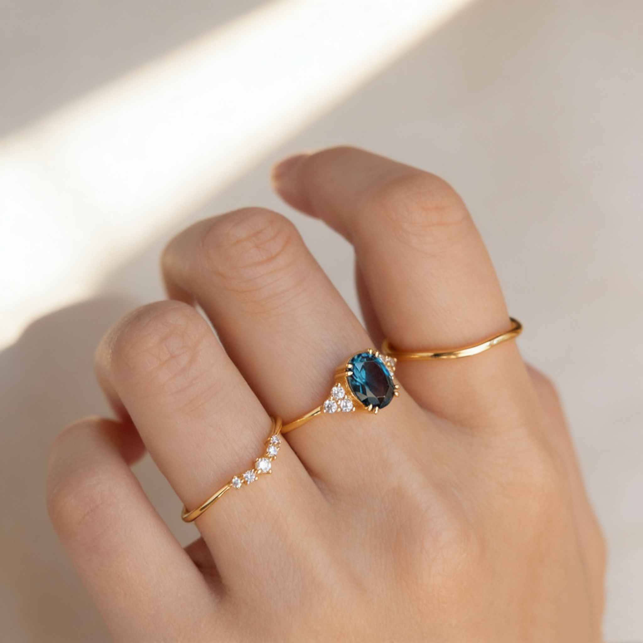 Natural Blue Crystal Ring