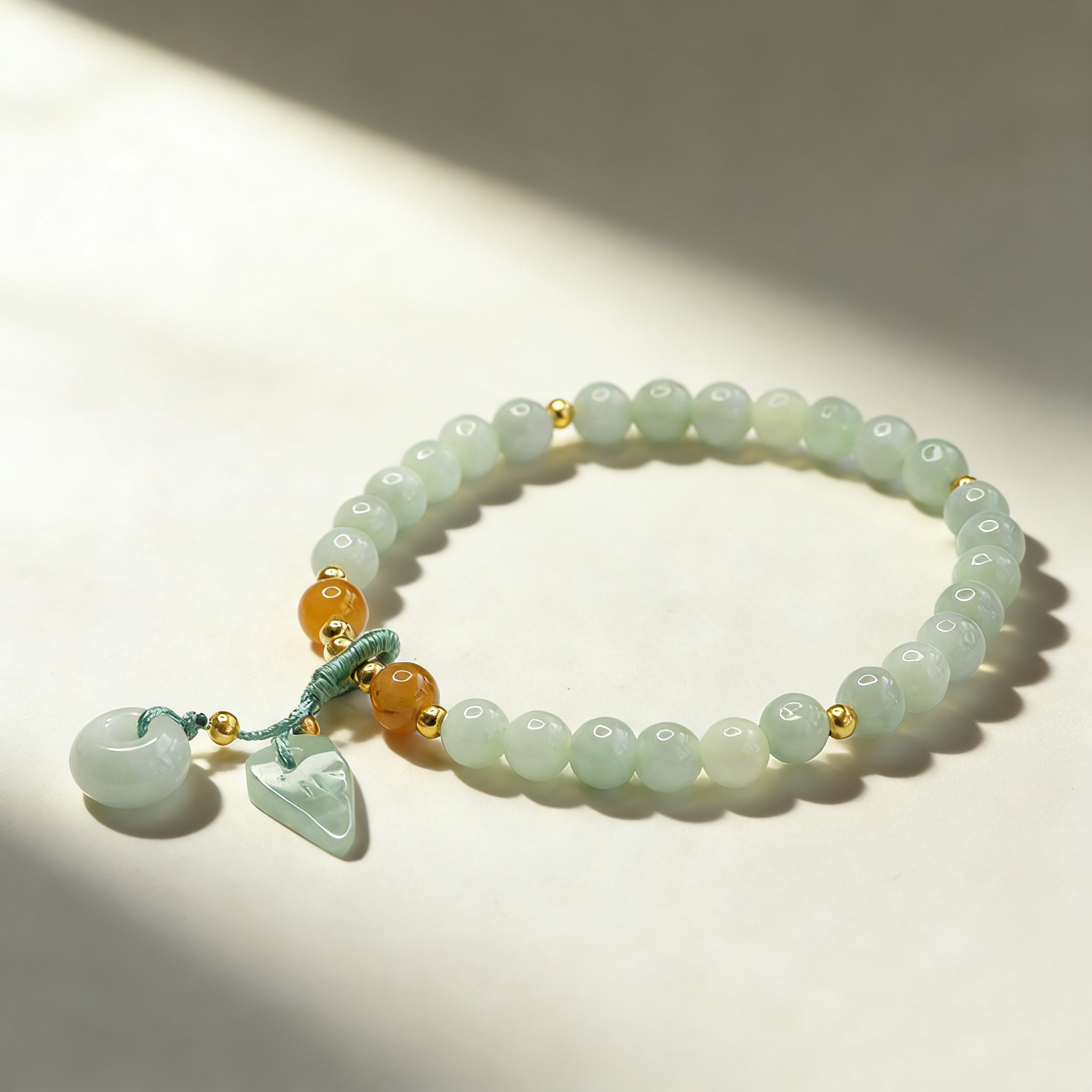Natural Jade Peace Buckle Beaded Bracelet