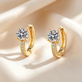 4-Prong Round Drop Huggie Earrings