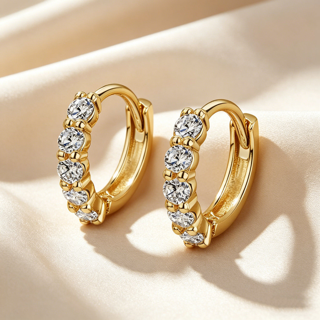 Radiant Five-Stone Pavé Hoop Earrings