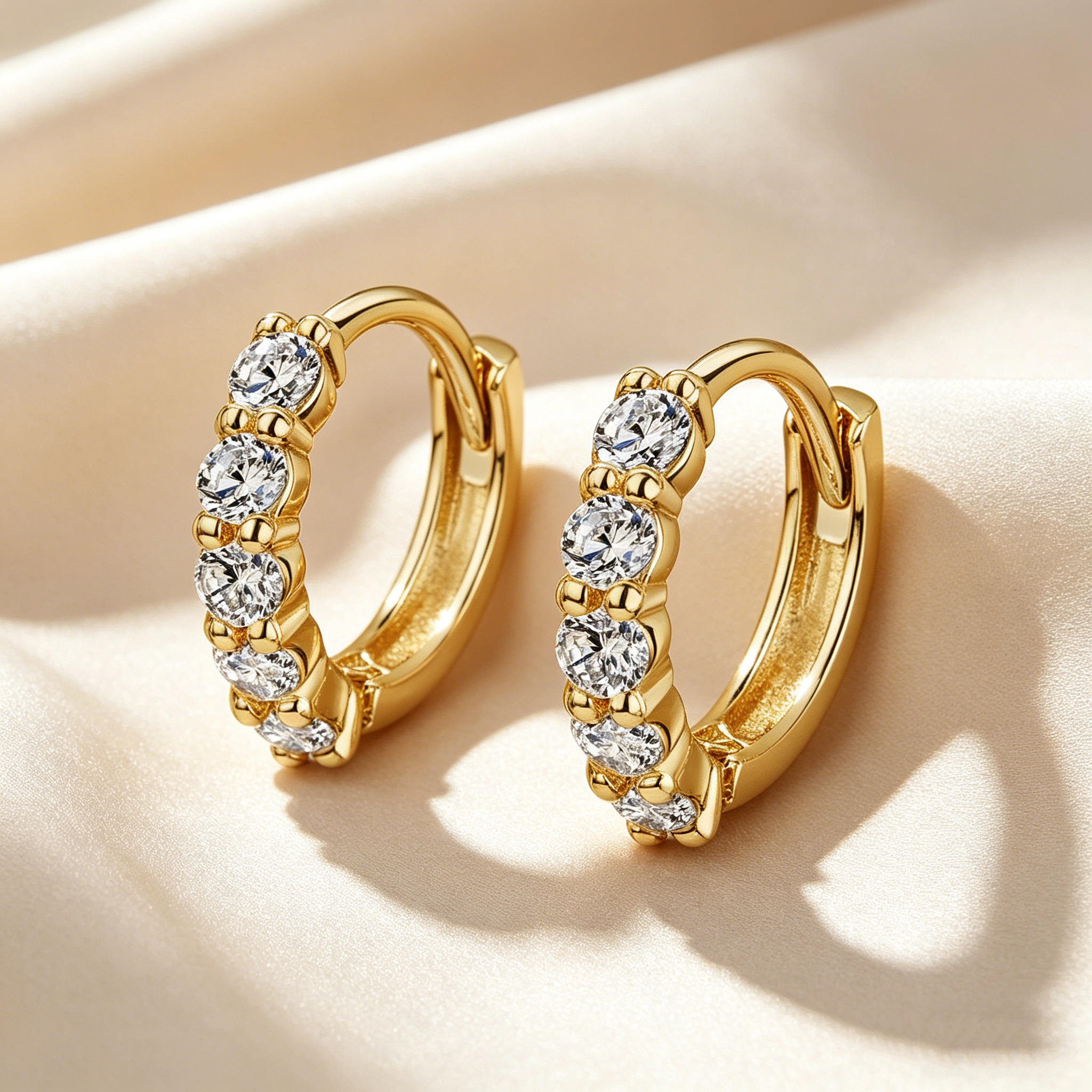 Radiant Five-Stone Pavé Hoop Earrings