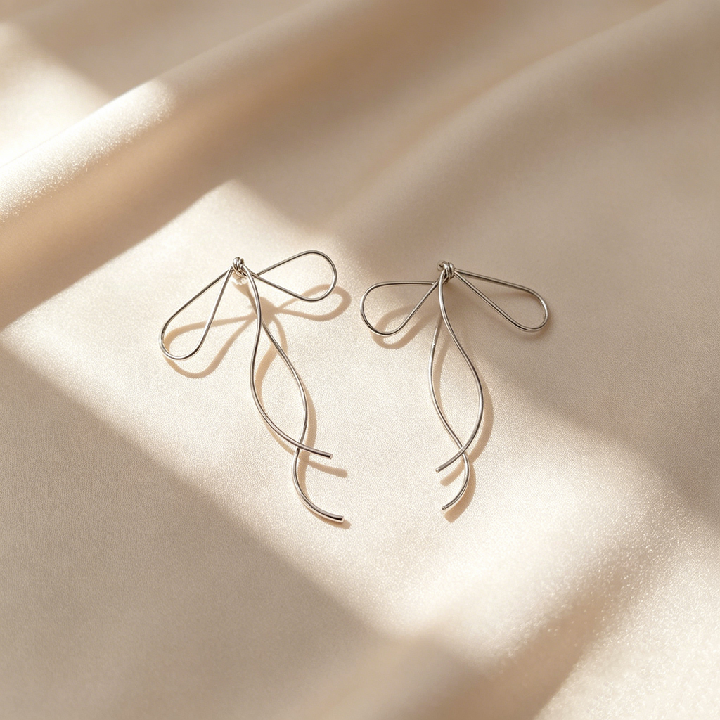 Minimalist Bow Tassel Earrings