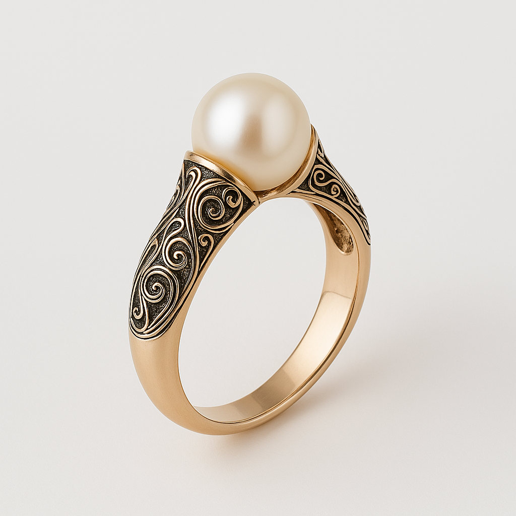 Theresia - Vintage Gold Ring with Pearl