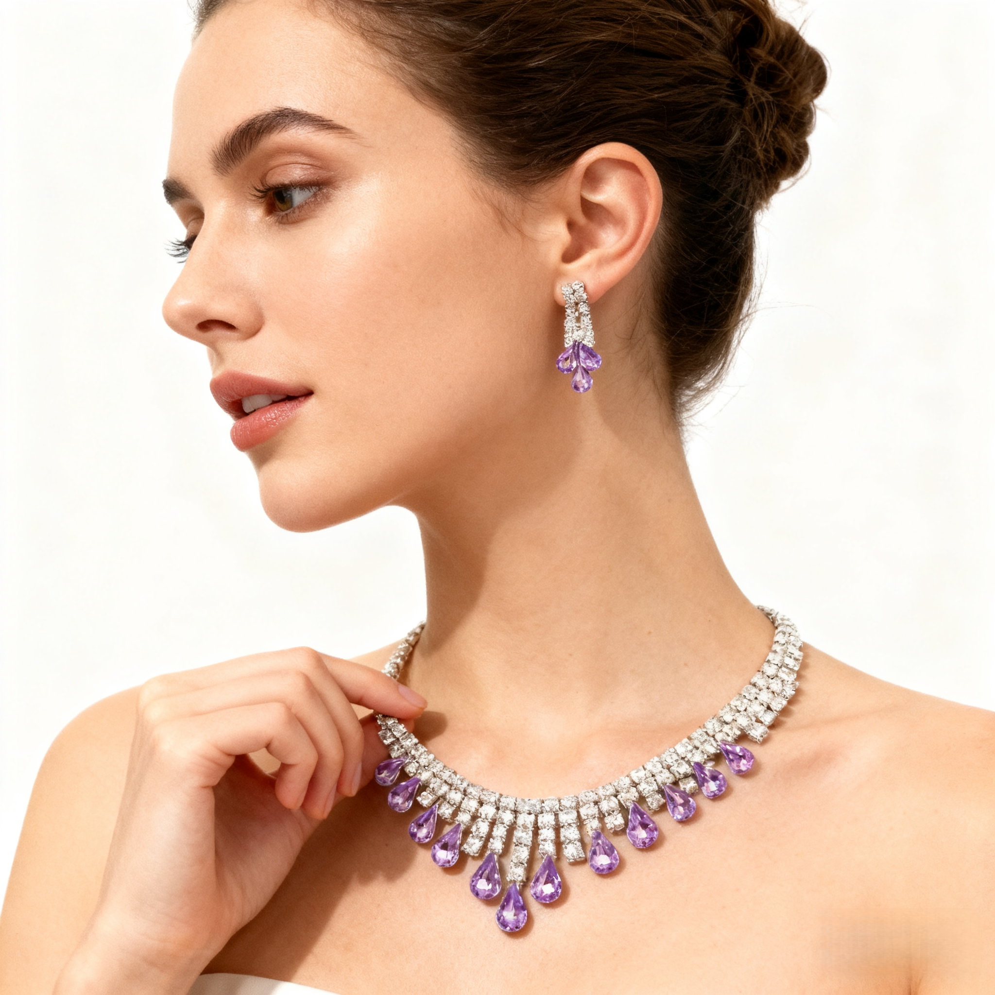 Amethyst Tassel Necklace & Earring Set