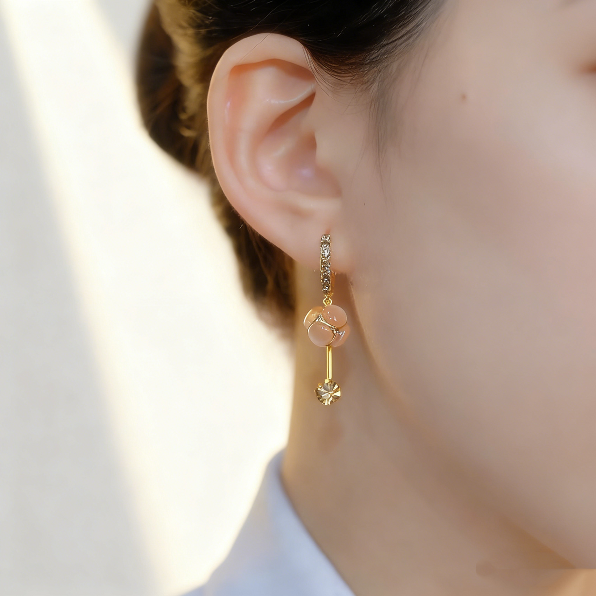 Cat's Eye Tassel Earrings