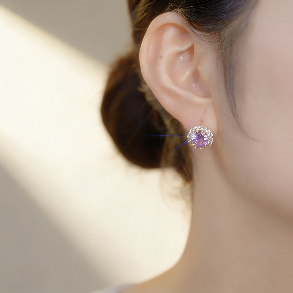Amethyst & Diamond Earrings