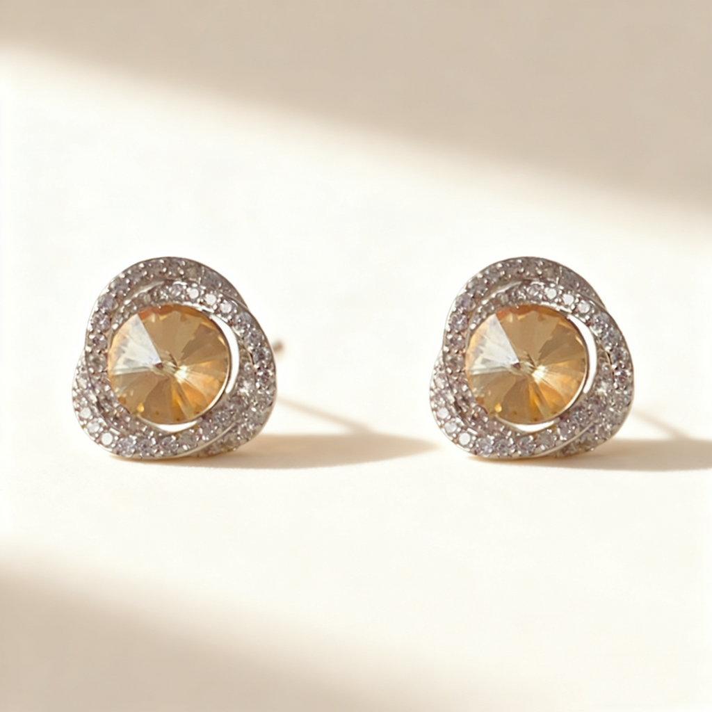 Pavé-Set Diamond Gemstone Earrings