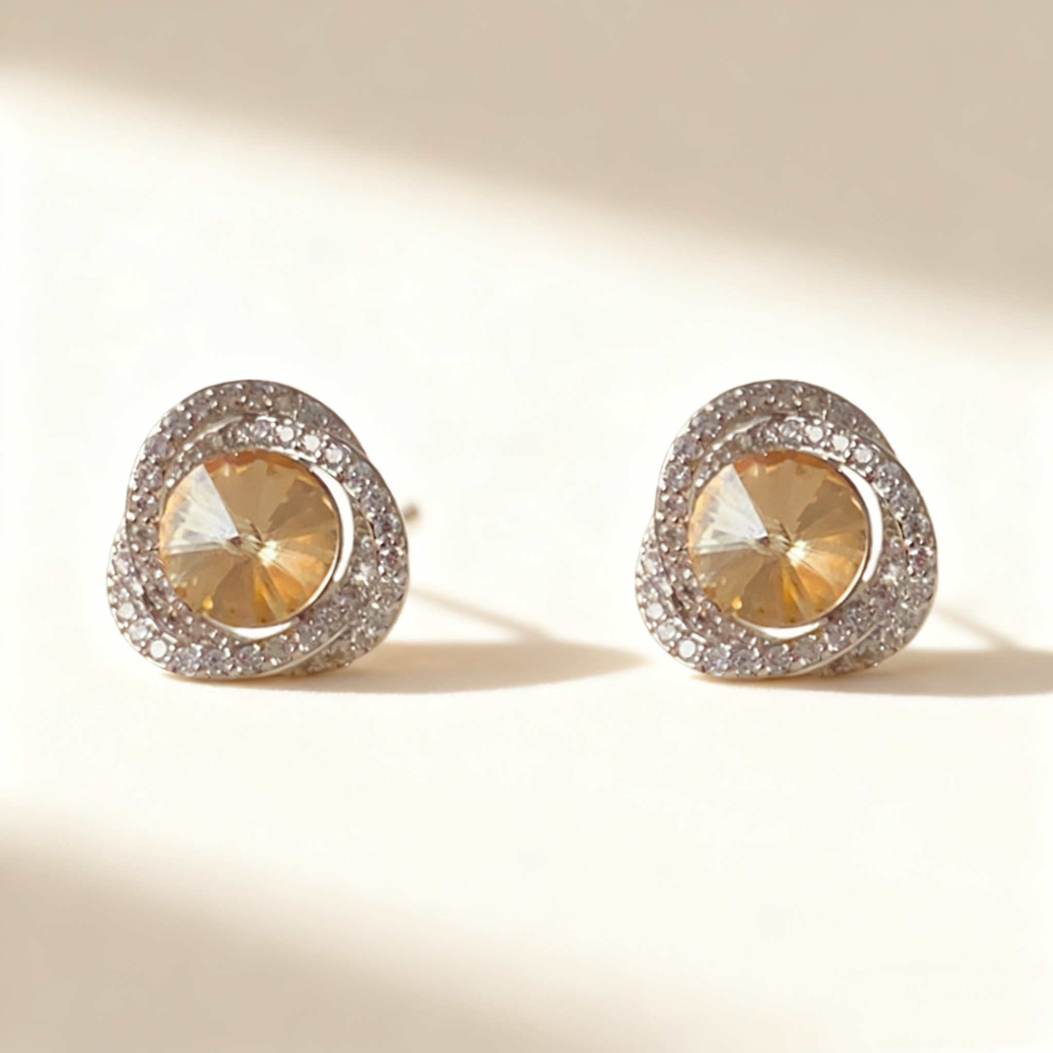 Pavé-Set Diamond Gemstone Earrings