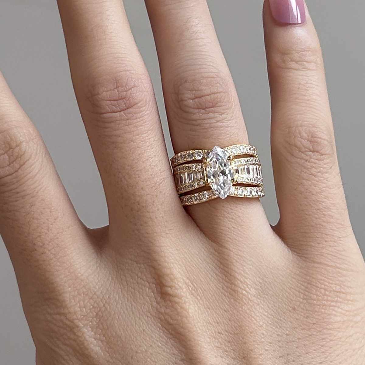 Verena – Crystal and Gold Accent Ring Set