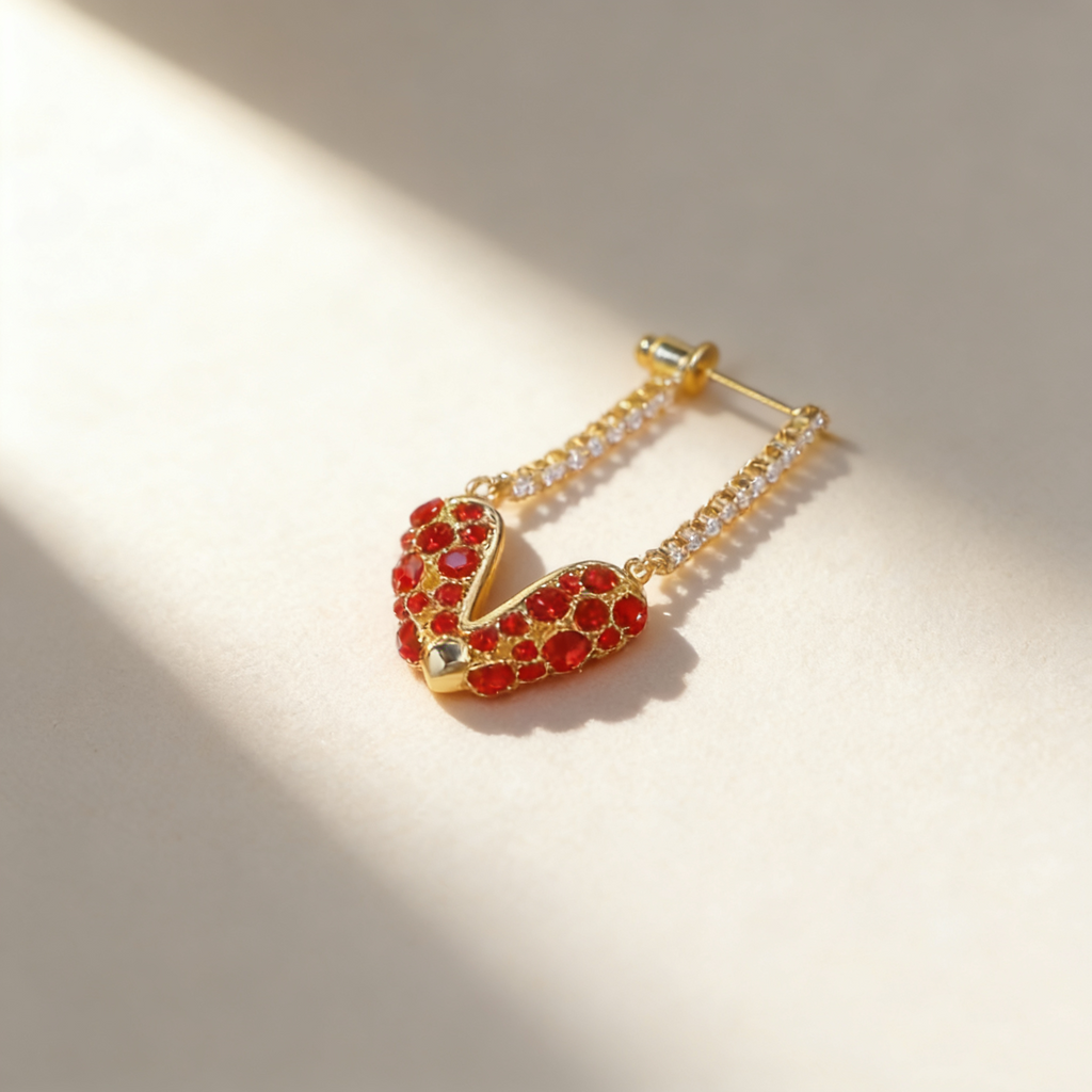 Ruby Heart Earrings
