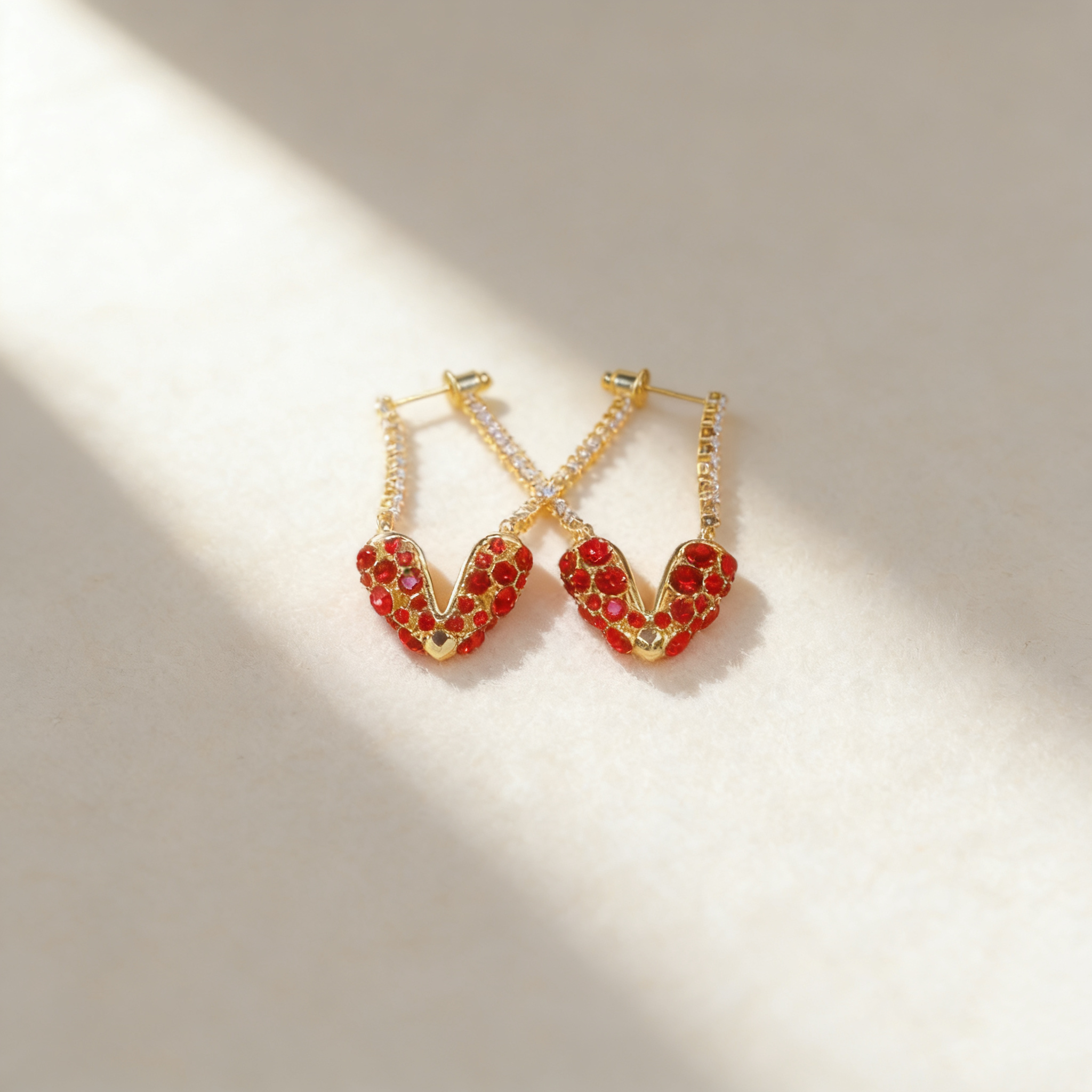Ruby Heart Earrings