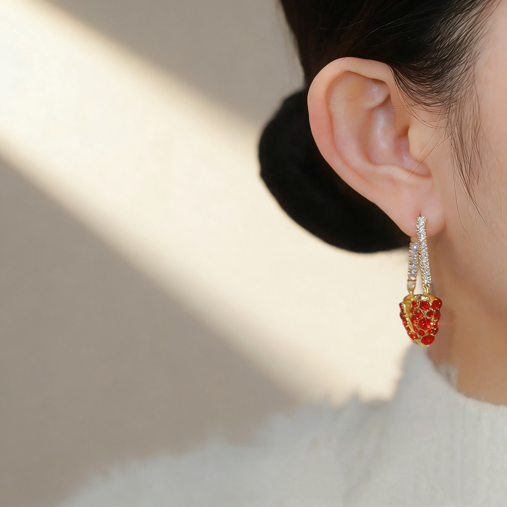 Ruby Heart Earrings