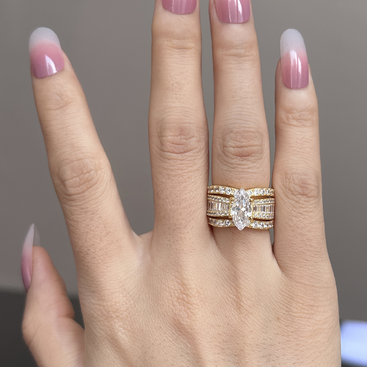 Verena – Crystal and Gold Accent Ring Set
