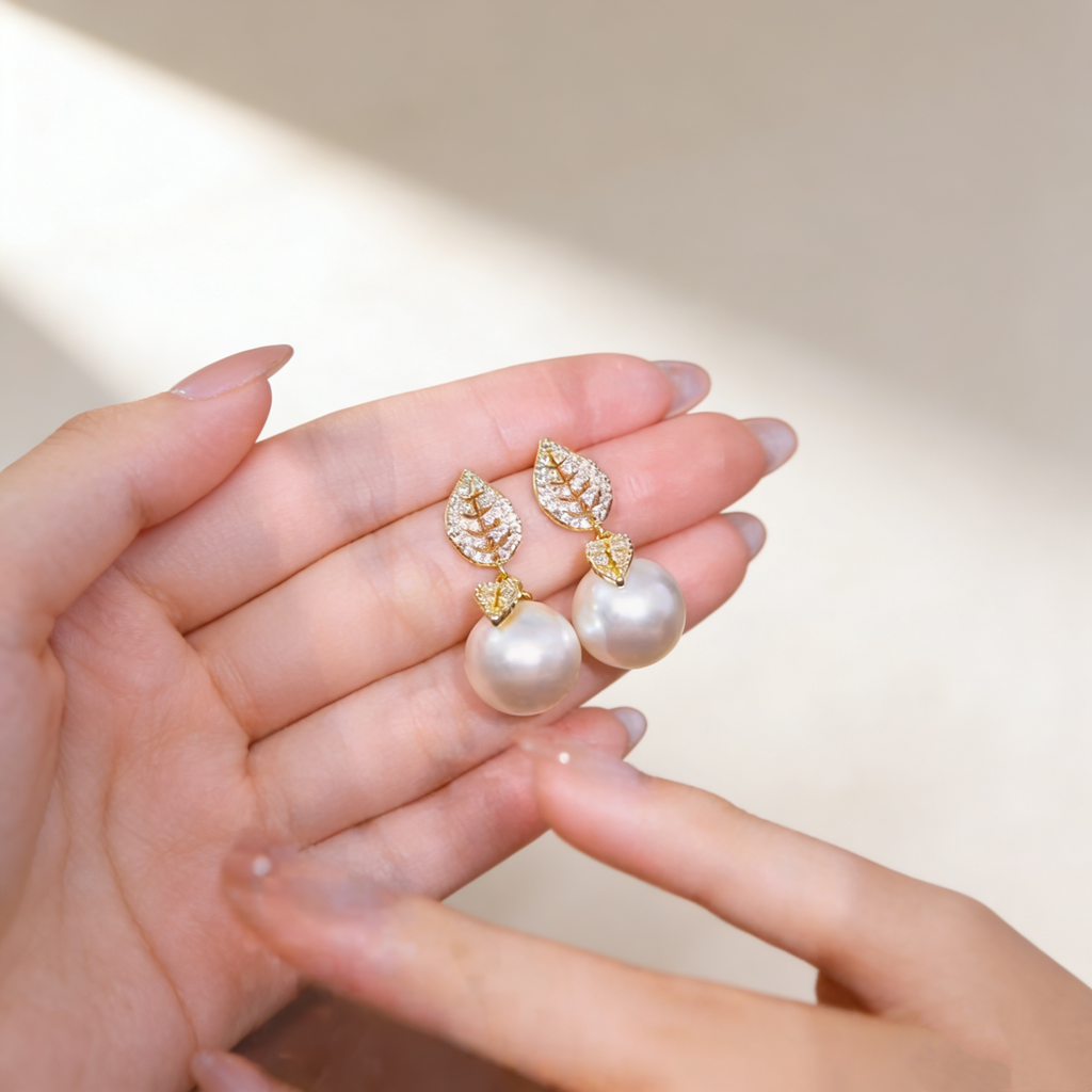 Leaf & Pearl Earrings
