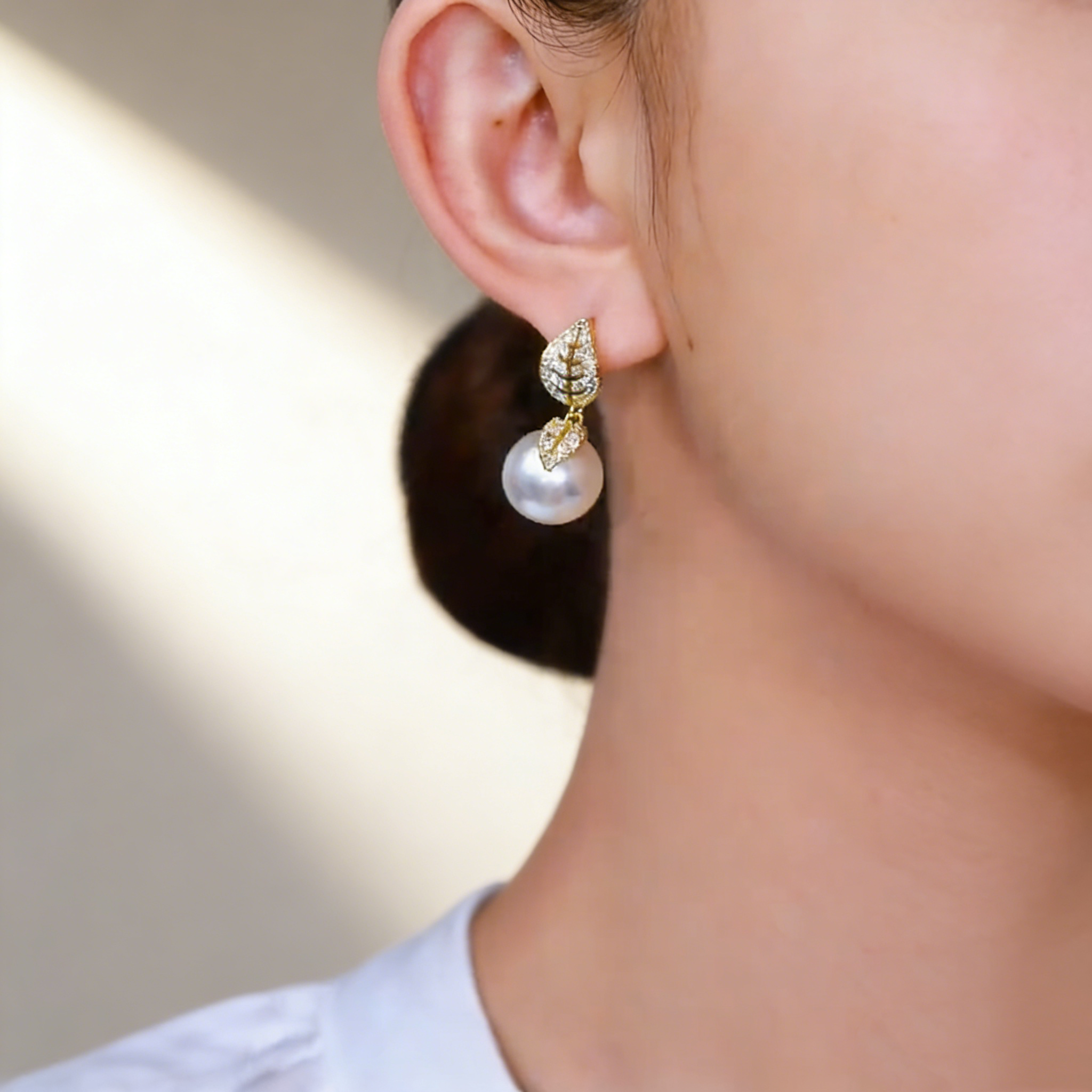Leaf & Pearl Earrings