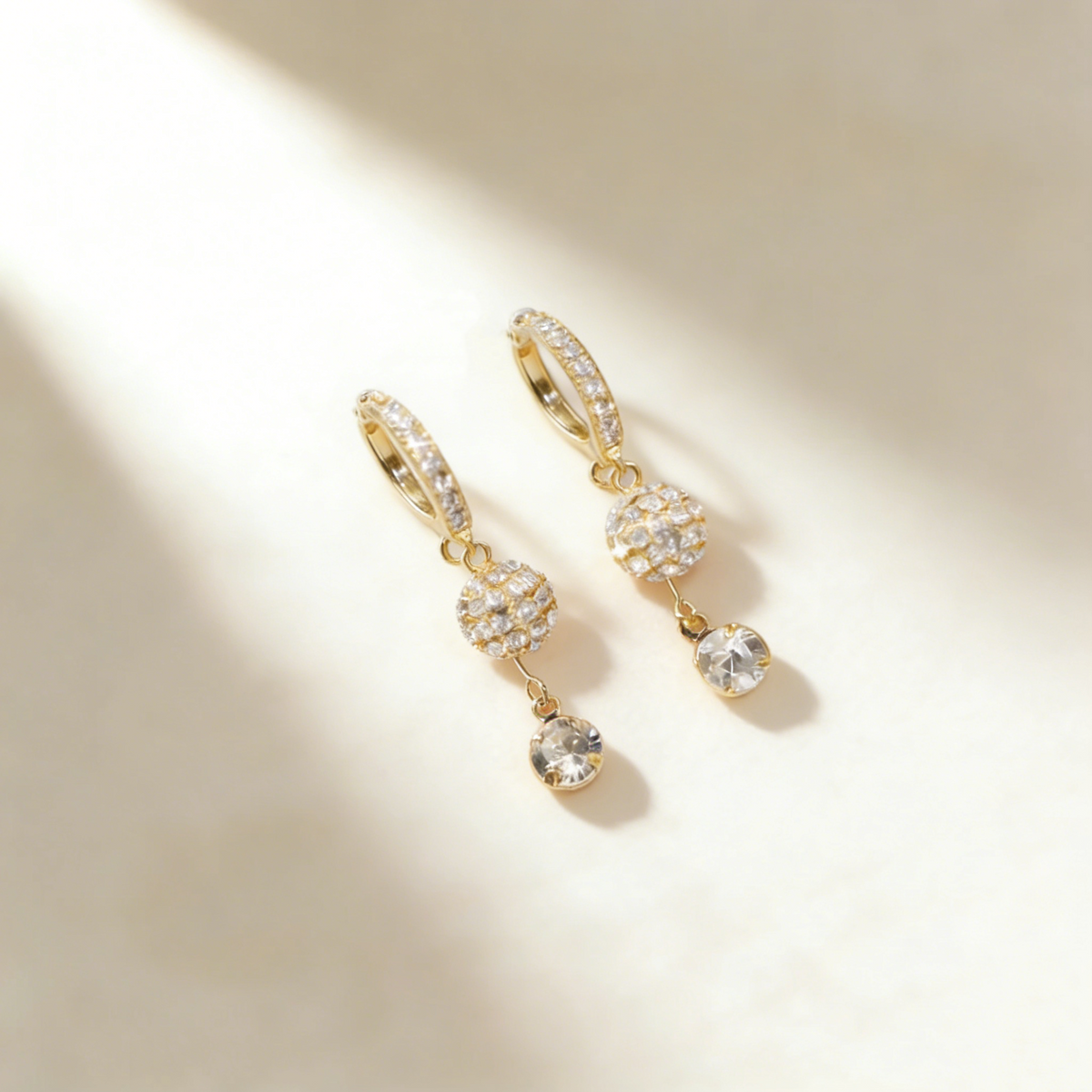 Diamond Ball Tassel Earrings