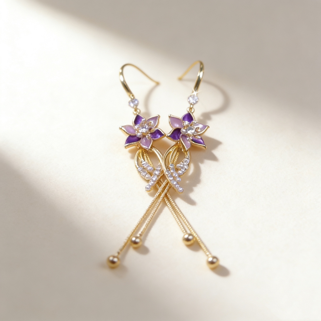 Flower Tassel Pearl Earrings