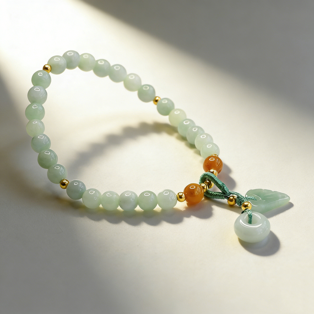 Natural Jade Peace Buckle Beaded Bracelet