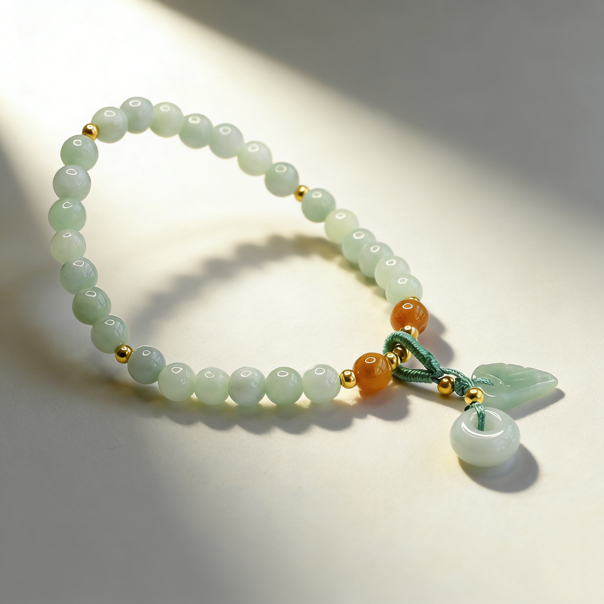 Natural Jade Peace Buckle Beaded Bracelet