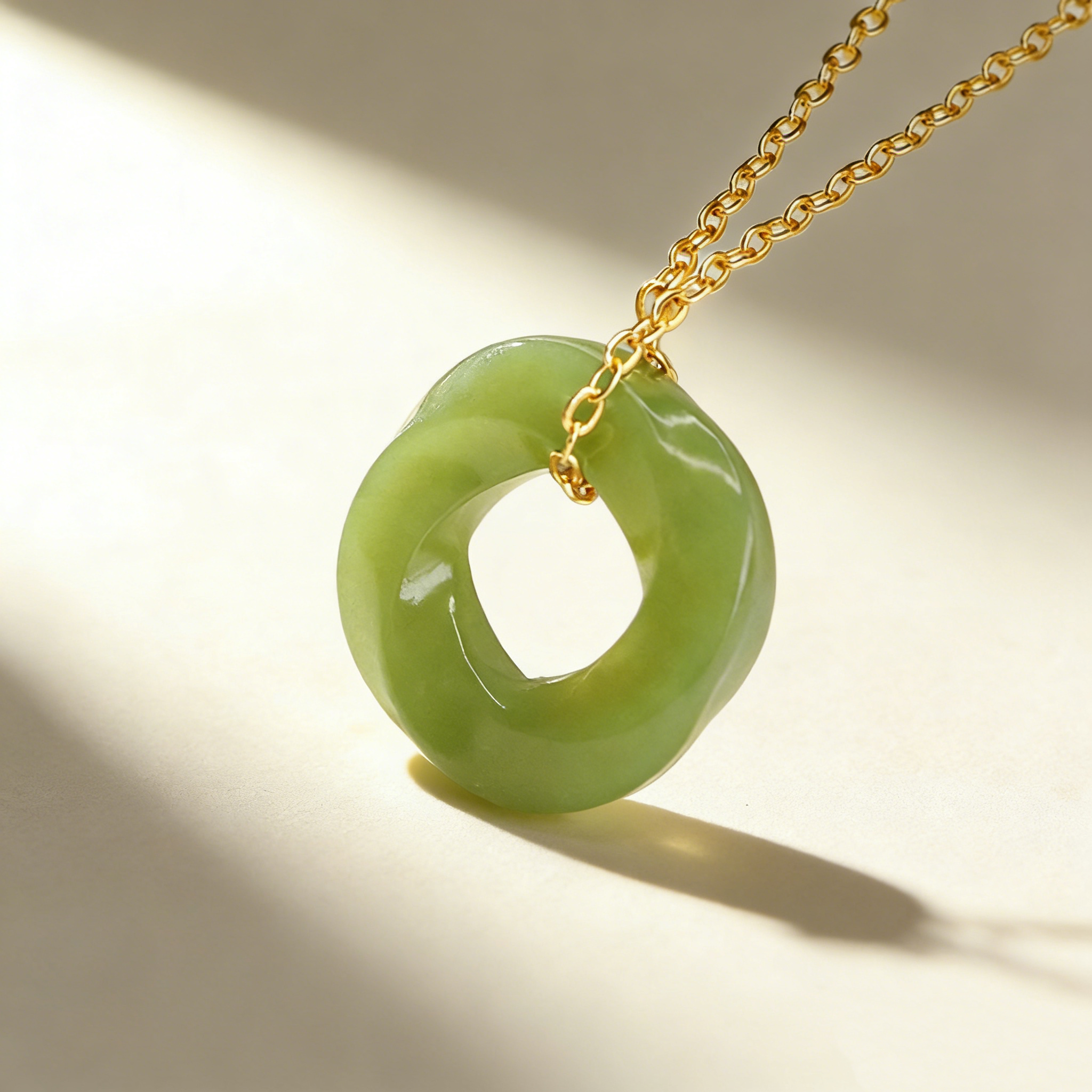 Jade Donut Pendant Necklace