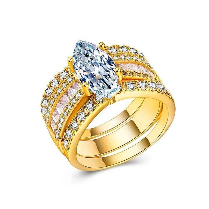 Verena – Crystal and Gold Accent Ring Set