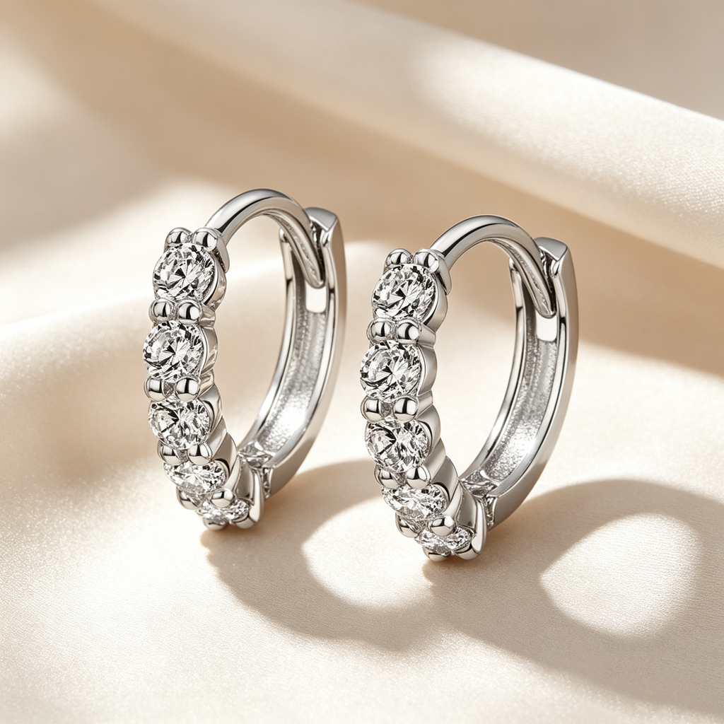 Radiant Five-Stone Pavé Hoop Earrings