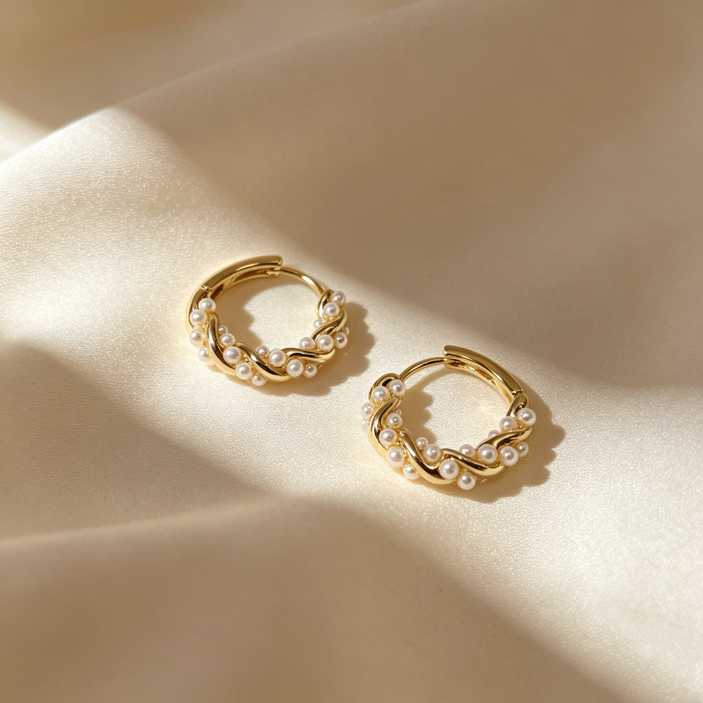 Twisted Pearl Hoop Earrings