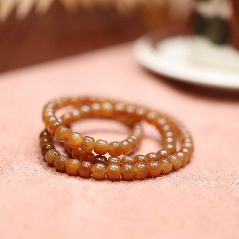 Sugar Round Bead Natural Agate Bracelet