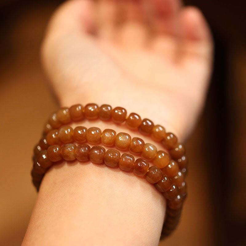 Sugar Round Bead Natural Agate Bracelet