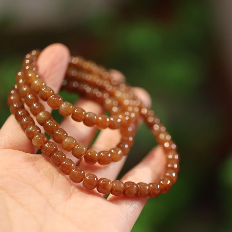 Sugar Round Bead Natural Agate Bracelet