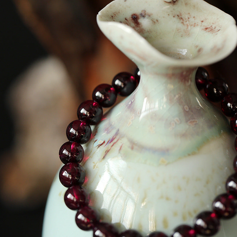 Single Loop Natural Garnet Bracelet