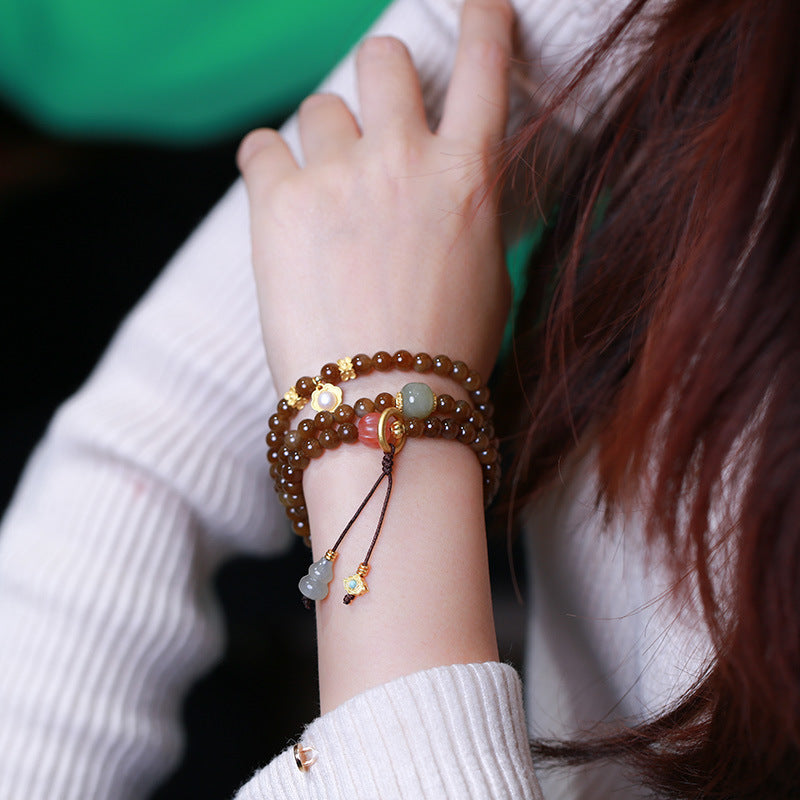 Gourd three-circle Natural Emerald Jade Stone bracelet