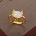 Cute Dragon Natural Emerald Jade Stone Ring